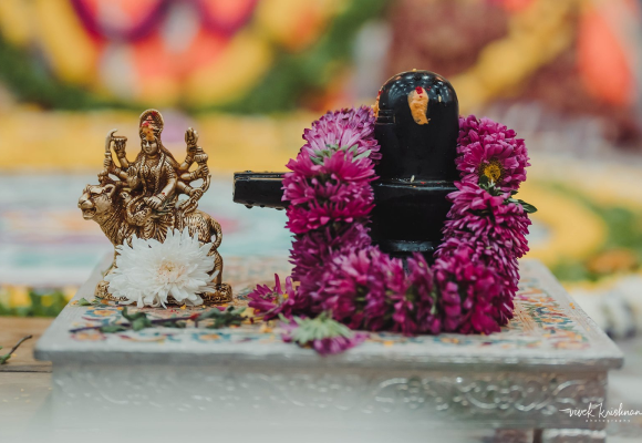 Devi and Shivling statue in a wedding