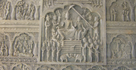 Wall carvings of life of Lord Rama
